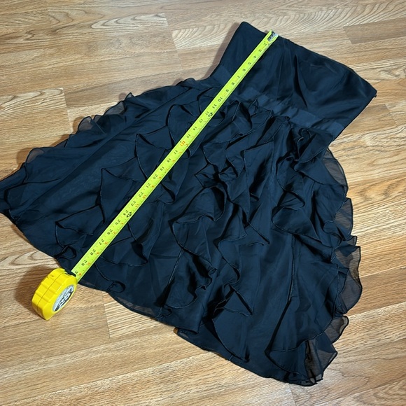 White House Black Market, strapless solid black ruffle midi dress. Size 0. - Picture 17 of 17